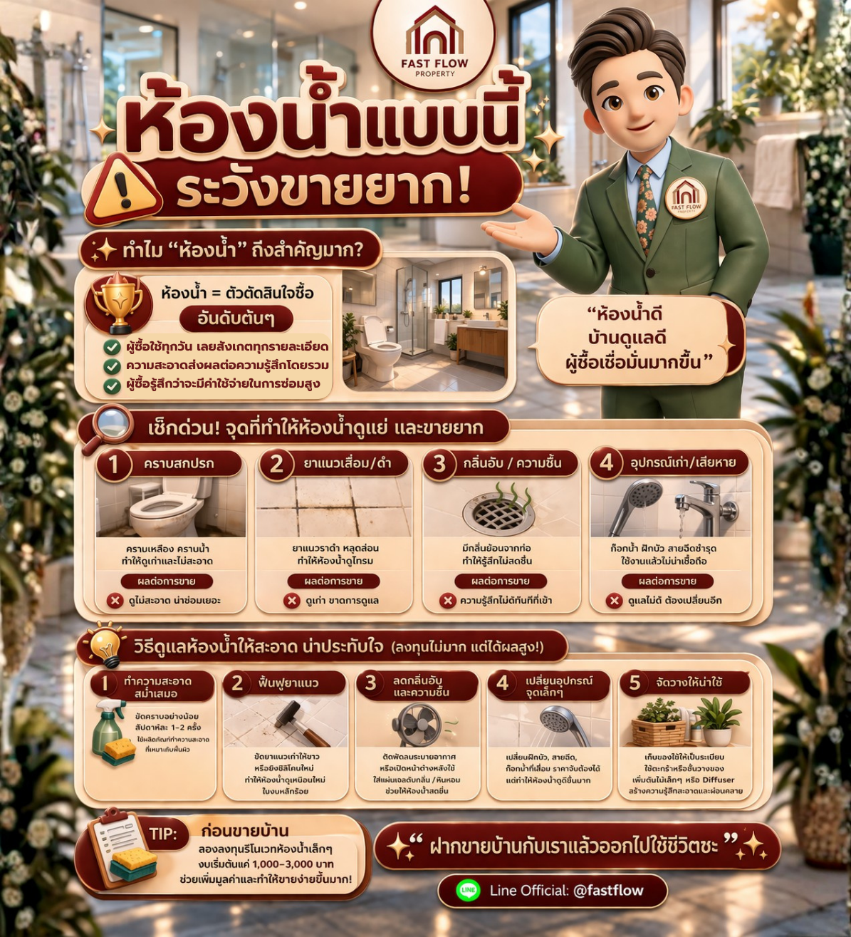 การแยกโซนเปียกและโซนแห้งในห้องน้ำเพื่อความปลอดภัยและเพิ่มมูลค่าการขายบ้าน