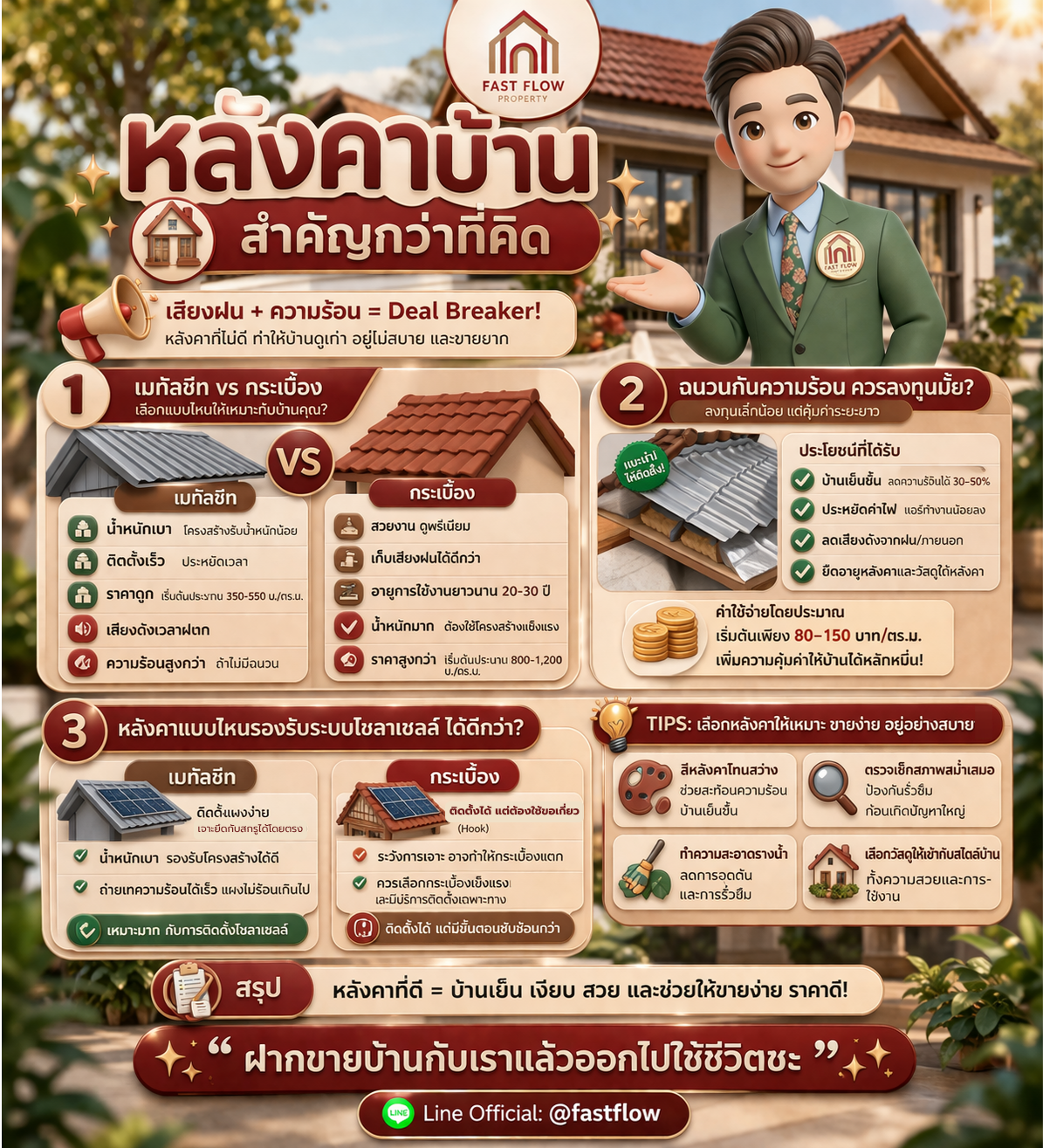 เปรียบเทียบหลังคาเมทัลชีทและหลังคากระเบื้องเพื่อเพิ่มมูลค่าการขายบ้าน