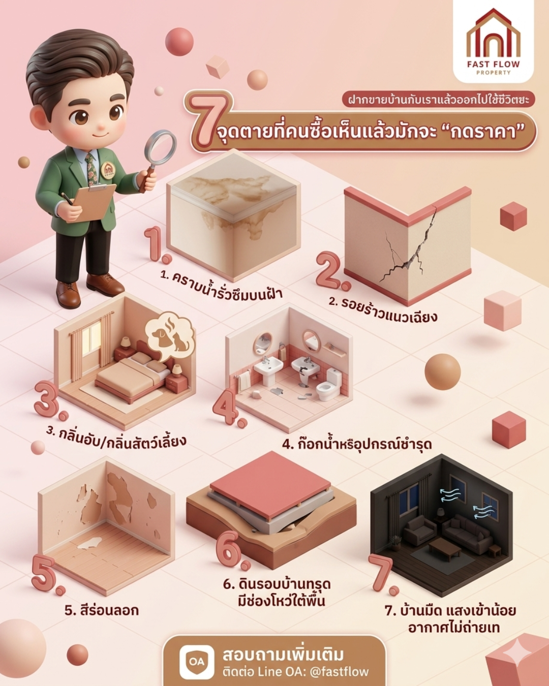 7 จุดตายที่ทำให้คนซื้อเห็นแล้วมักจะกดราคาบ้าน วิเคราะห์โดย Fast Flow Property